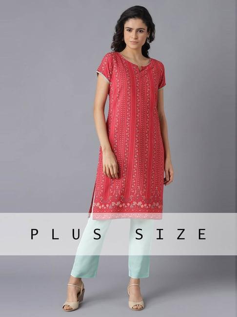 aure by aurelia red & green printed kurta pant set