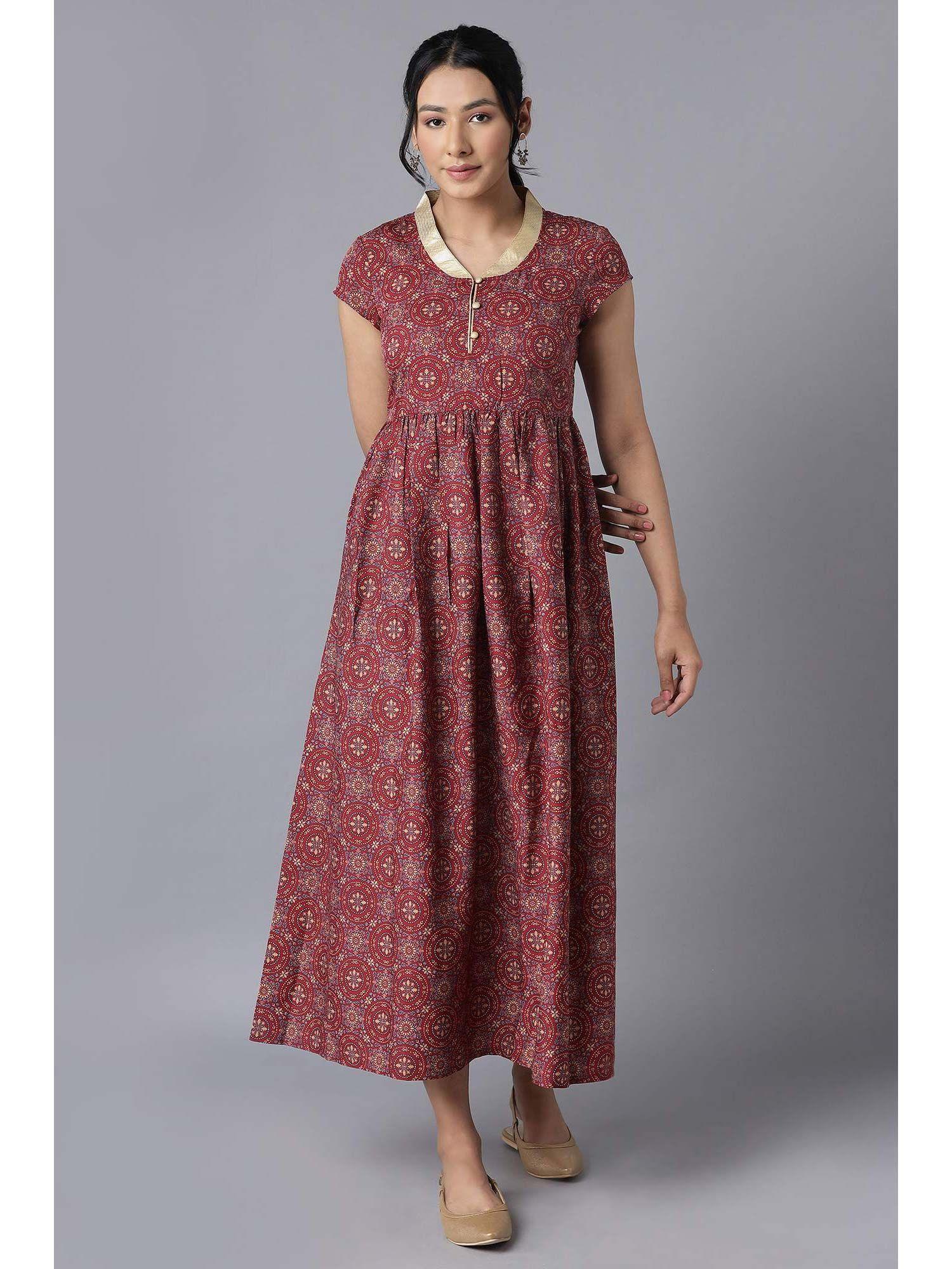 aure collection by aurelia brick maroon ethnic dress