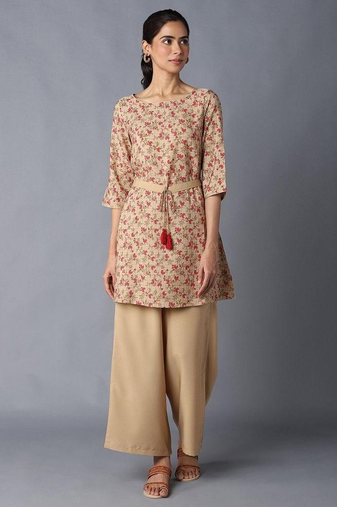 aure collection by aurelia brown floral print kurta and palazzo