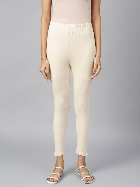 aurelia beige cotton slim fit leggings