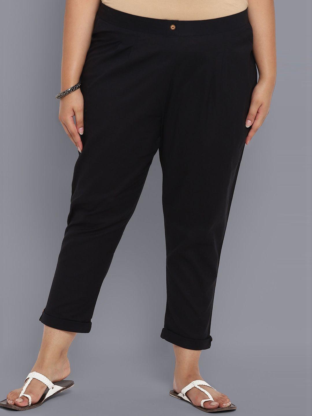 aurelia women black high-rise ethnic cigerette trousers