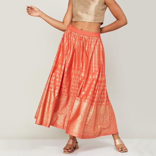 aurelia women foil printed ethnic skirt