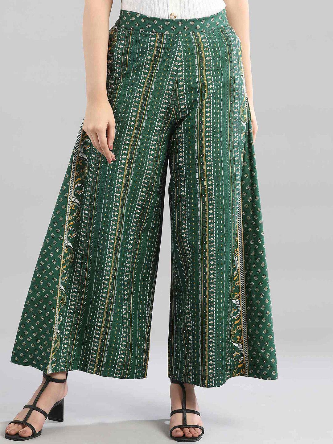 aurelia women green printed pleated trousers