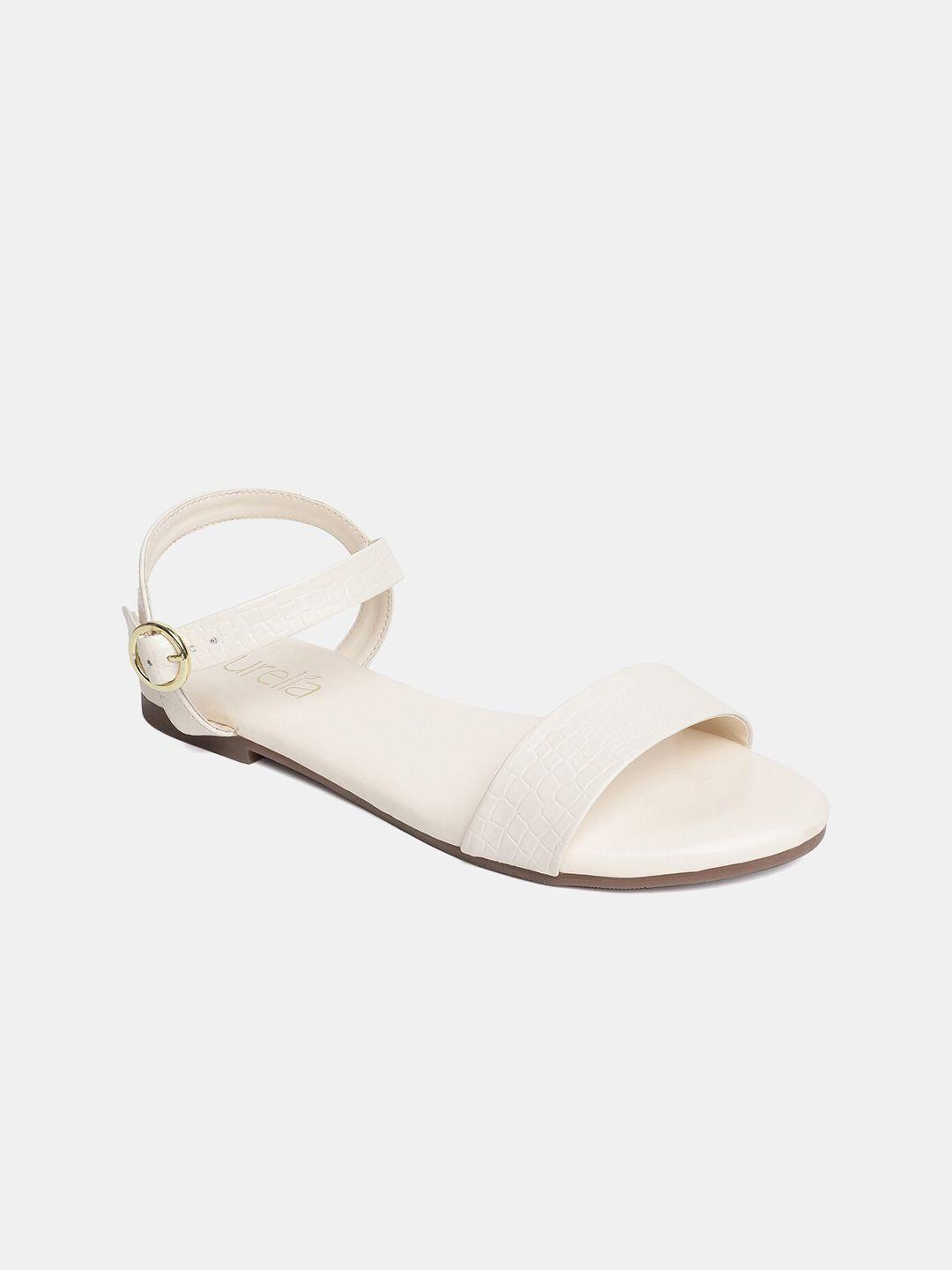 aurelia women off white solid open toe flats
