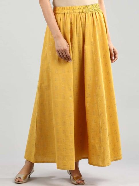 aurelia yellow cotton printed skirt