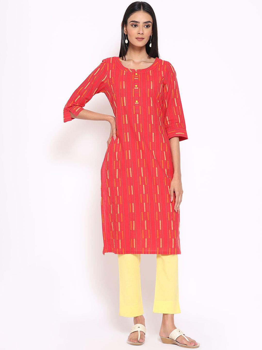 aurelia abstract printed pure cotton kurta with trousers