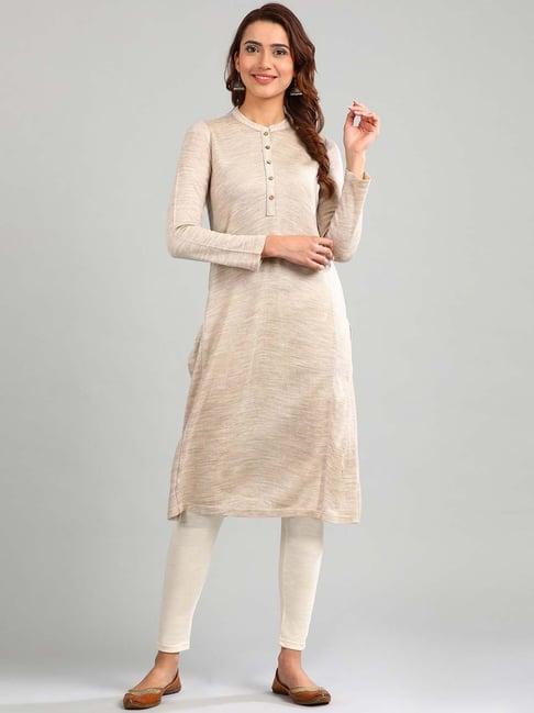 aurelia beige regular fit kurta