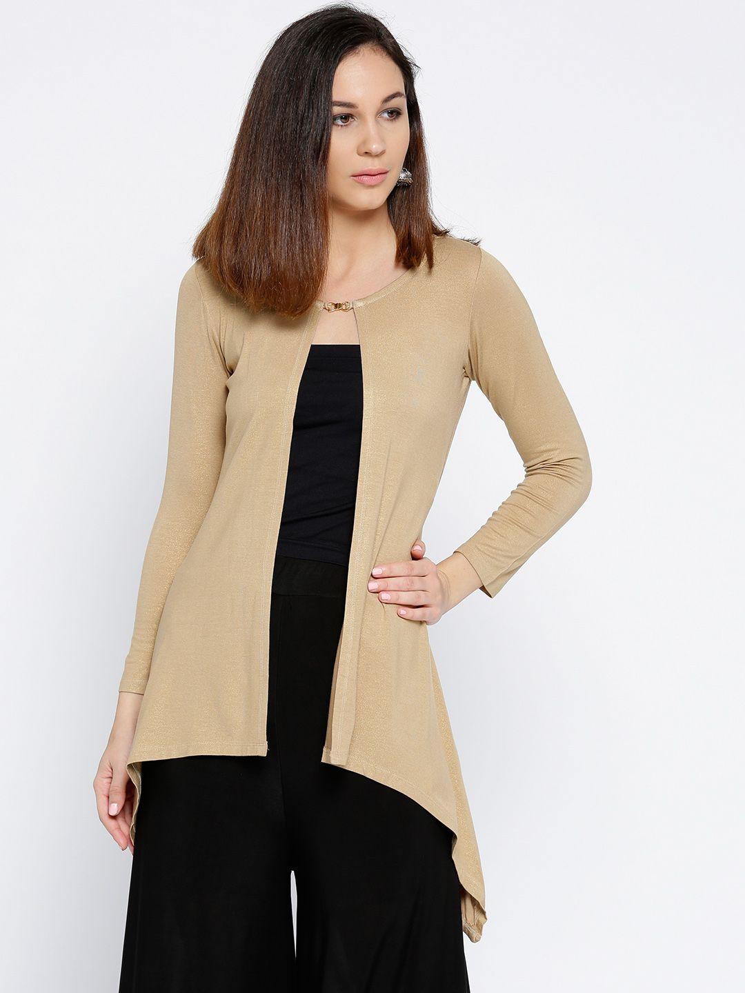 aurelia beige solid button shrug