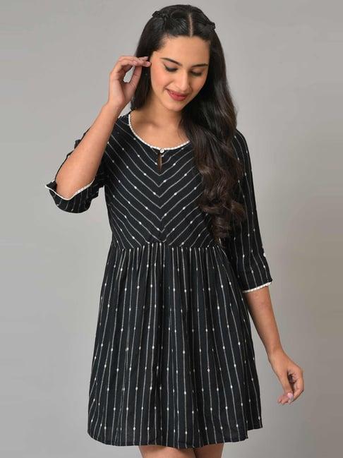 aurelia black embroidered a-line dress