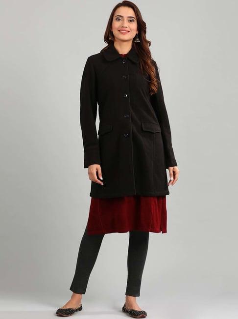 aurelia black regular fit overcoat
