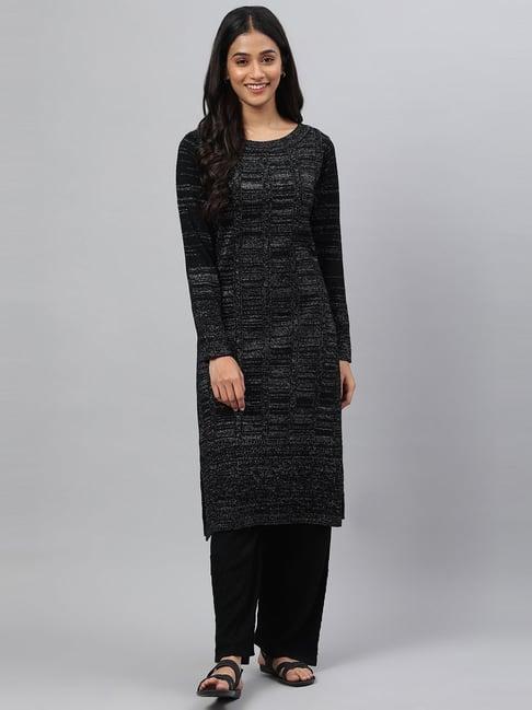 aurelia black straight kurta