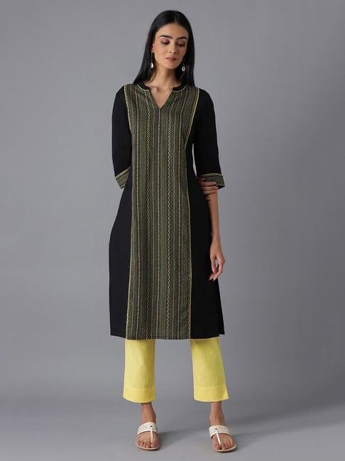 aurelia black straight kurta