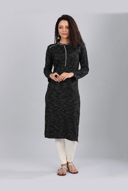 aurelia black textured kurta