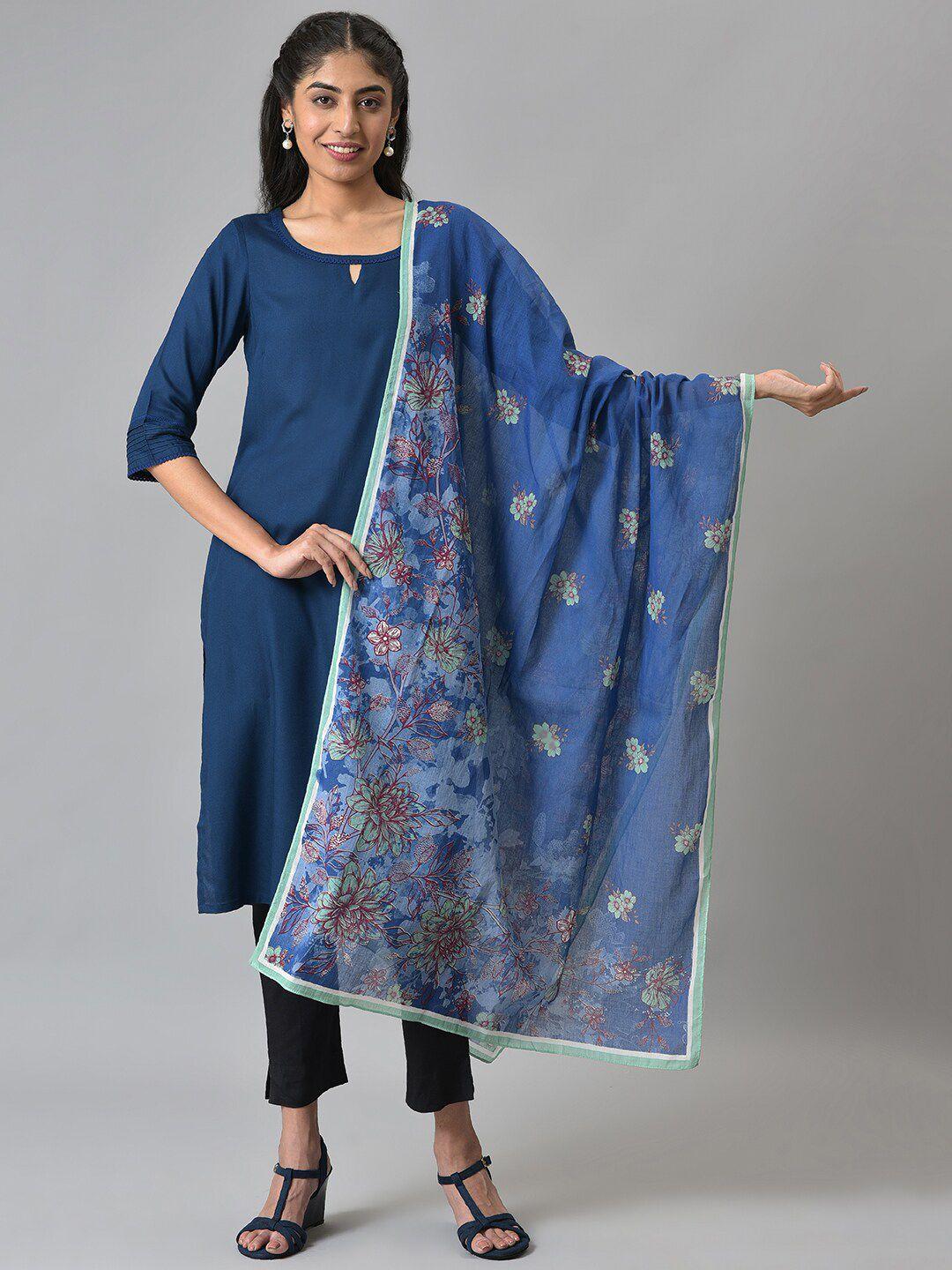 aurelia blue & green printed dupatta