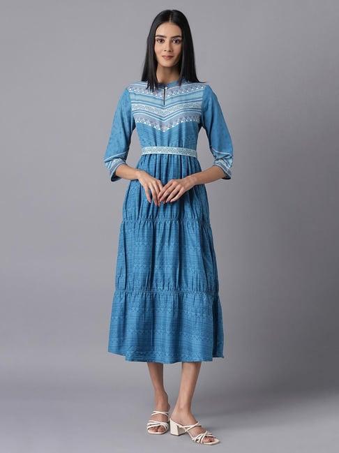 aurelia blue below knee ethnic dress