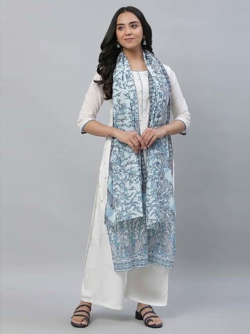 aurelia blue cotton printed dupatta