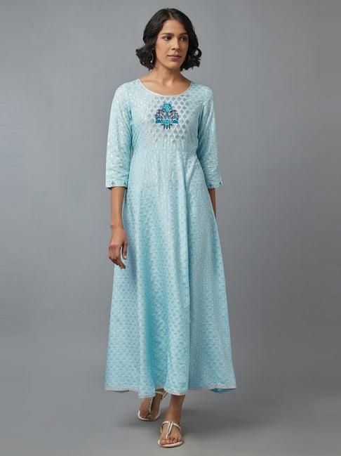 aurelia blue embroidered maxi dress