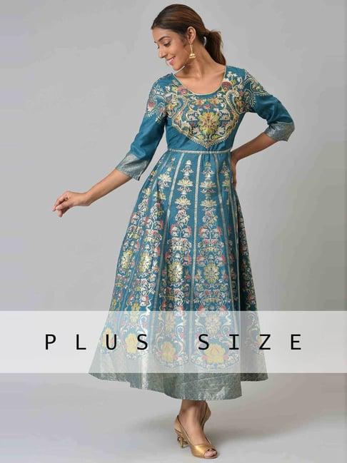aurelia blue floral print maxi dress