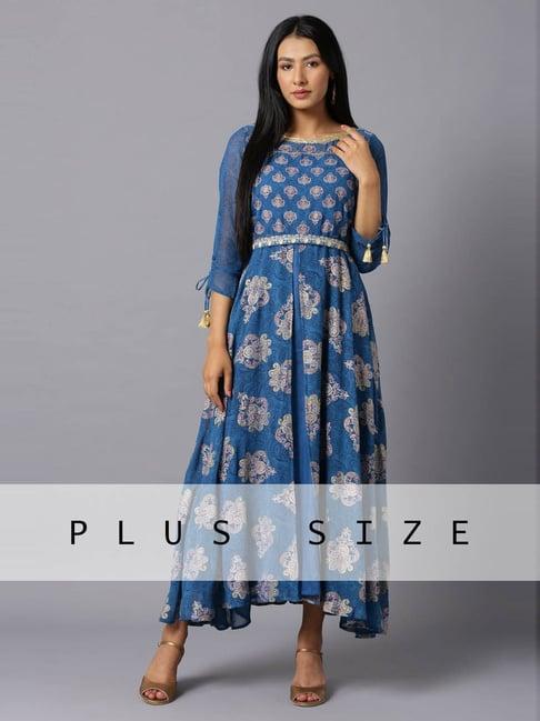 aurelia blue floral print maxi dress