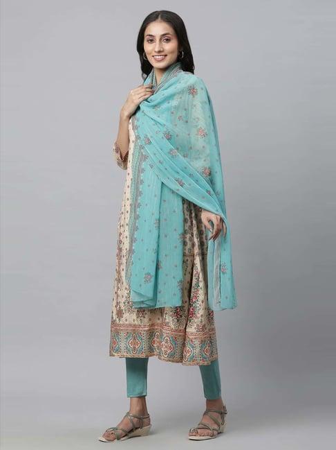 aurelia blue printed dupatta