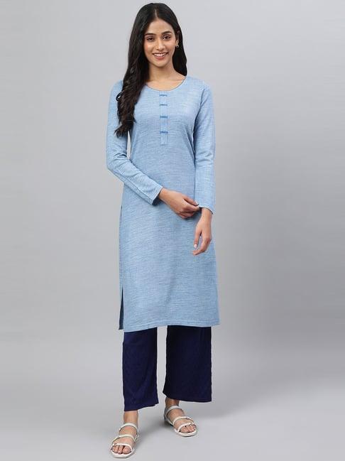 aurelia blue straight kurta