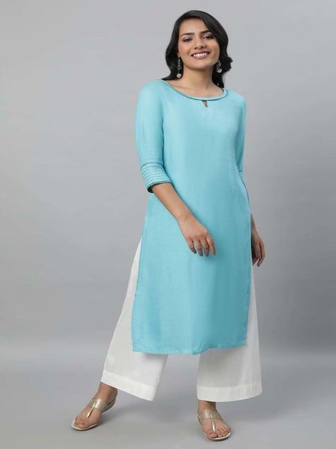 aurelia blue straight kurta