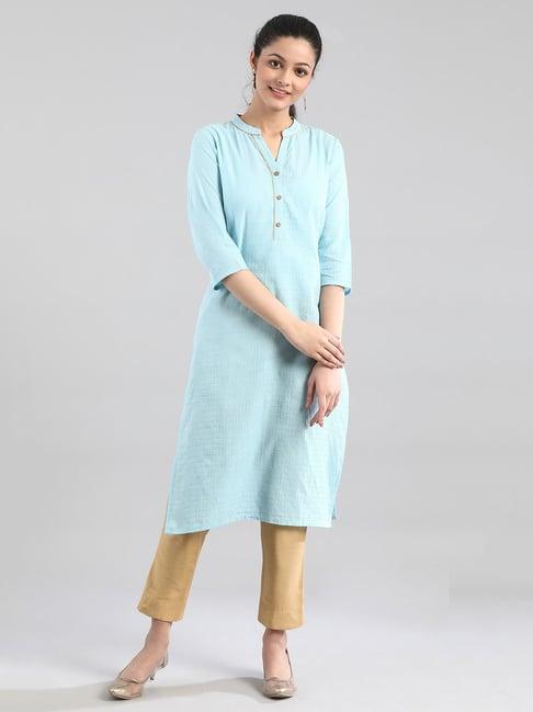 aurelia blue straight kurta