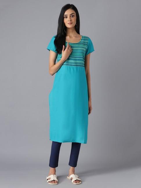 aurelia blue straight kurta