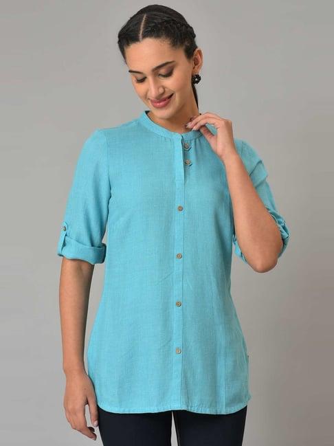 aurelia blue straight short kurti