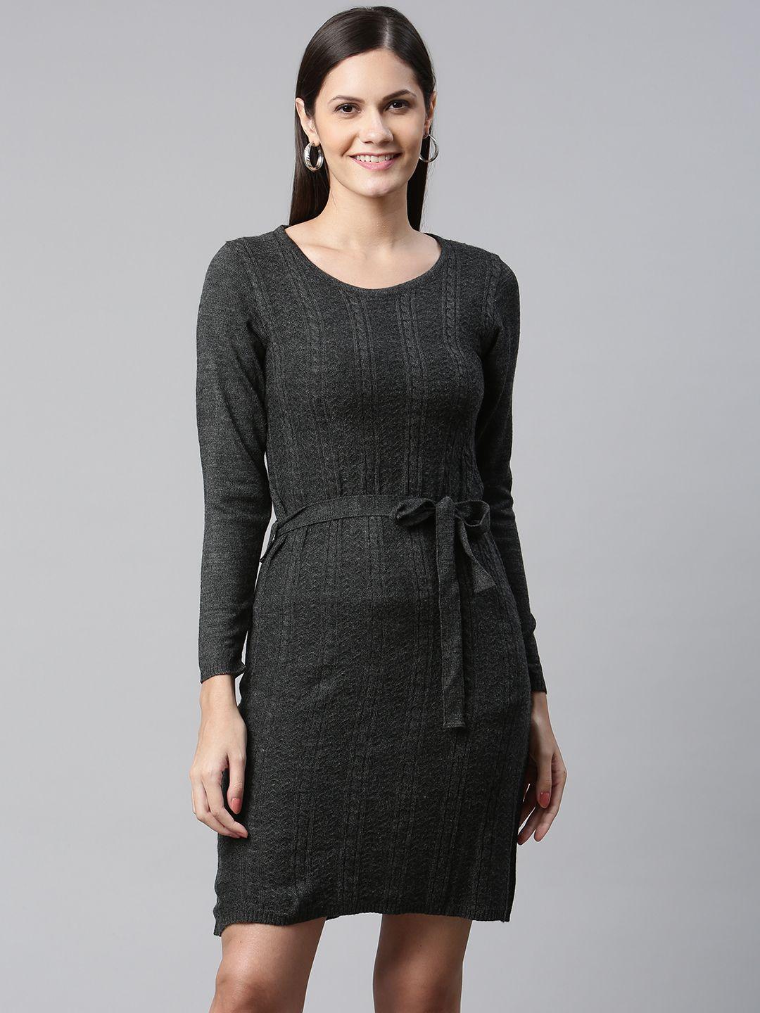 aurelia charcoal grey cable knit sweater dress