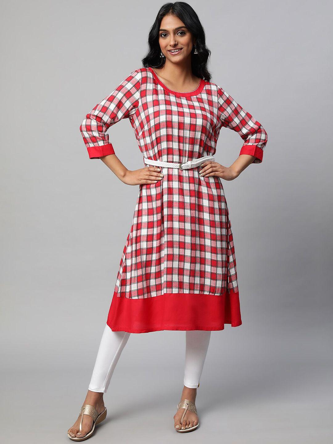 aurelia checked a-line kurta with leggings