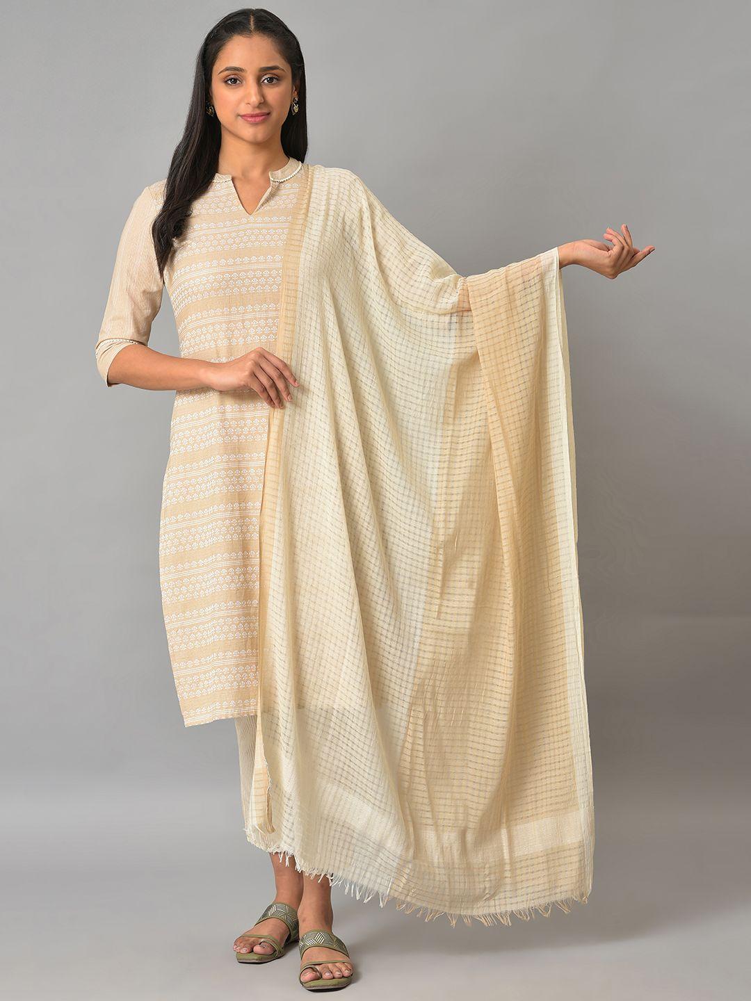 aurelia checked with printed dupatta