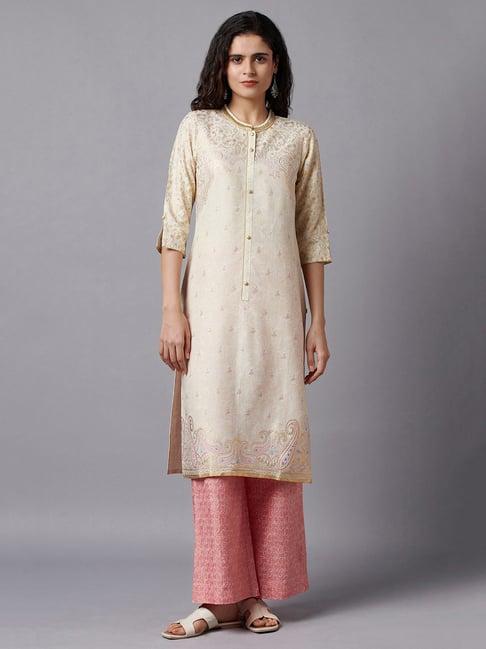 aurelia cream straight kurta