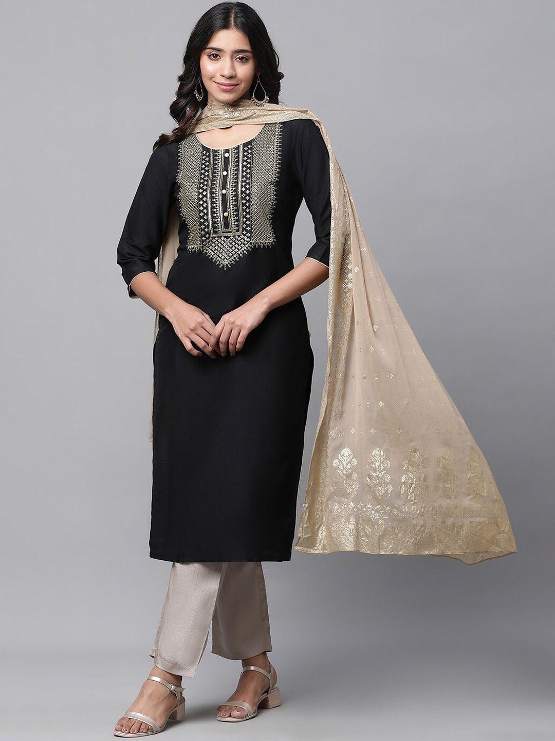 aurelia ethnic motif embroidered straight kurta