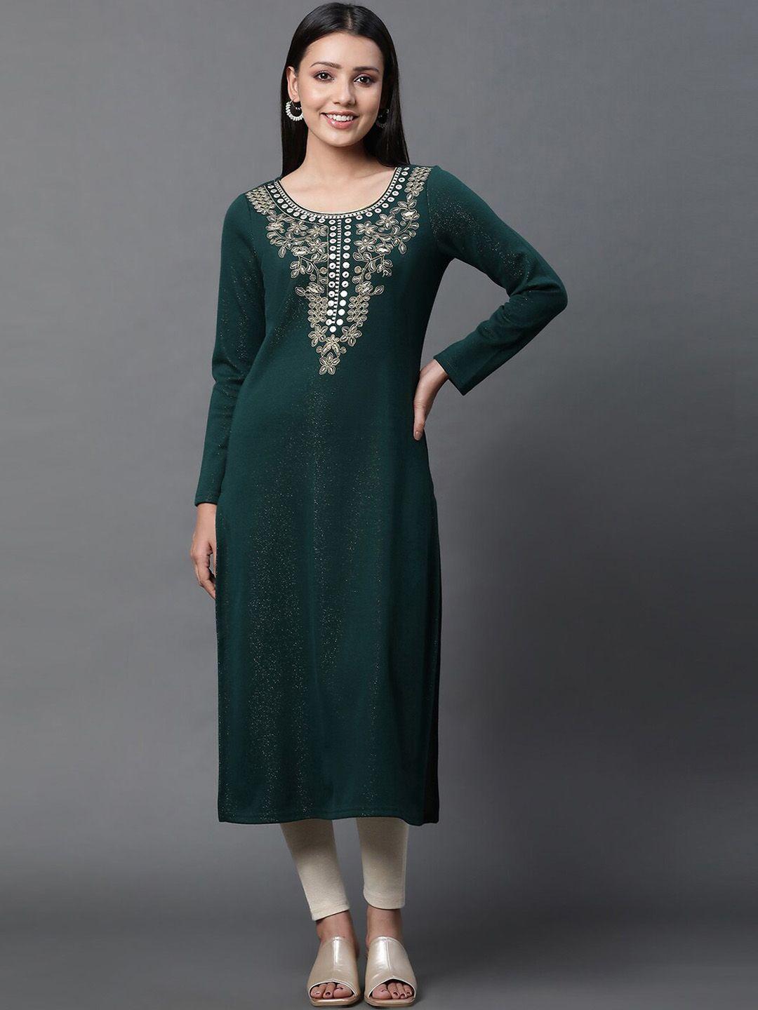 aurelia ethnic motifs mirror work embroidered regular kurta