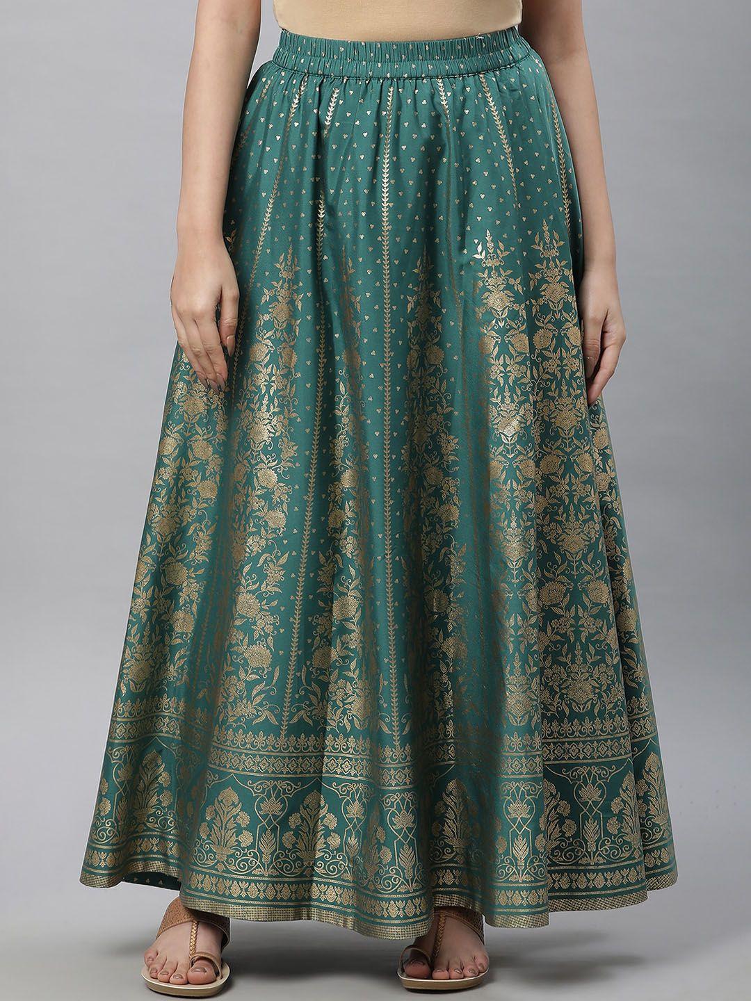 aurelia ethnic motifs printed flared maxi skirt