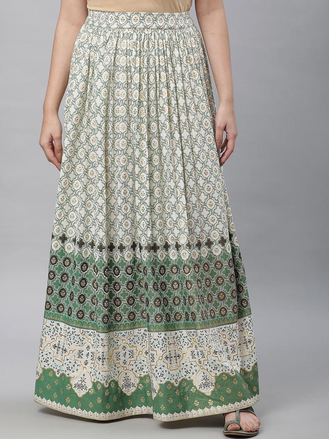 aurelia ethnic motifs printed flared maxi skirt