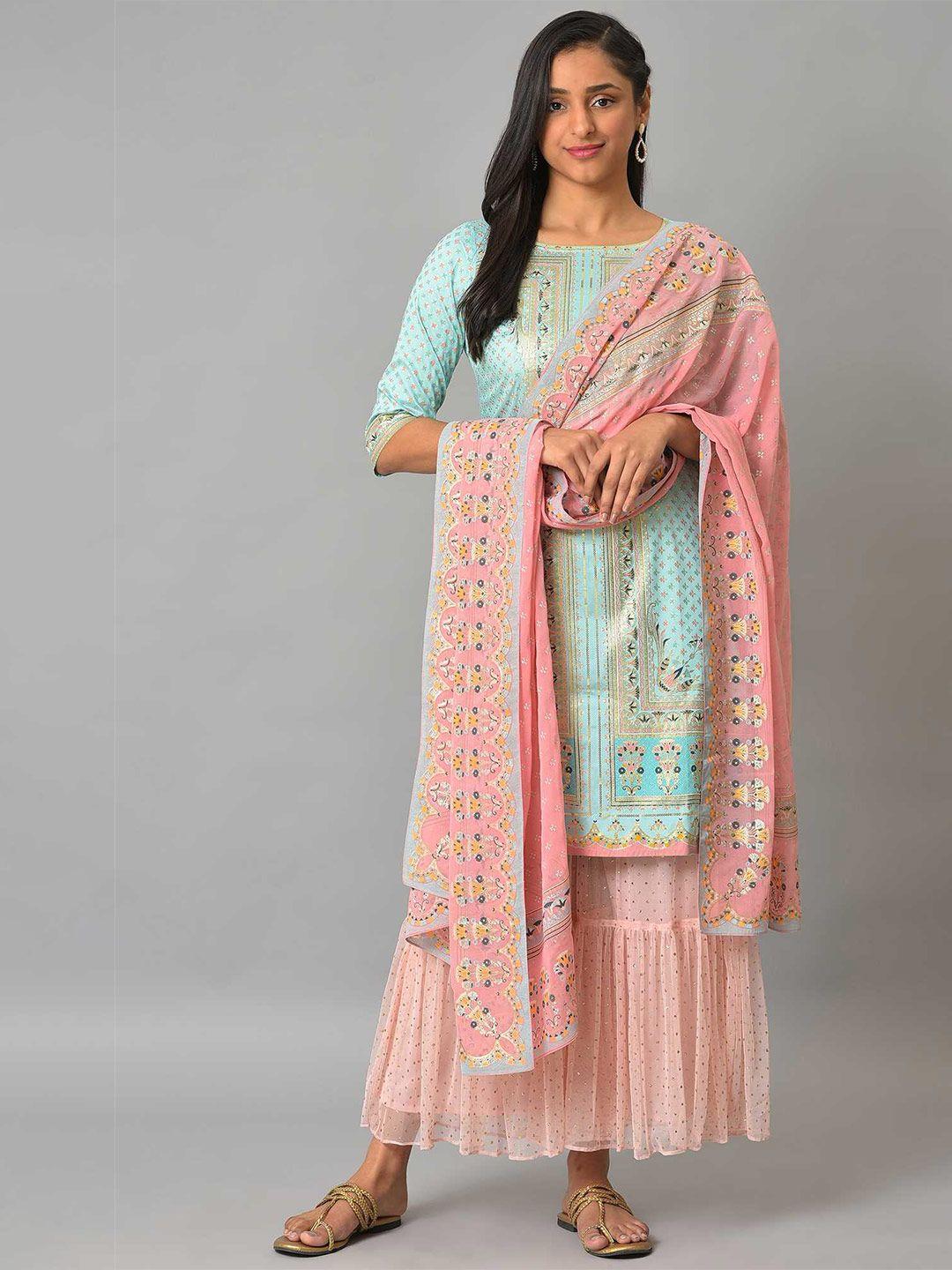 aurelia ethnic motifs printed kurta and skirt with dupatta