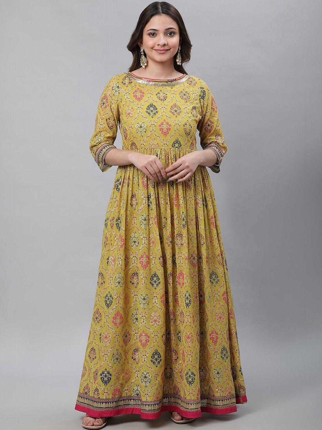 aurelia ethnic motifs printed sequinned maxi ethnic dress