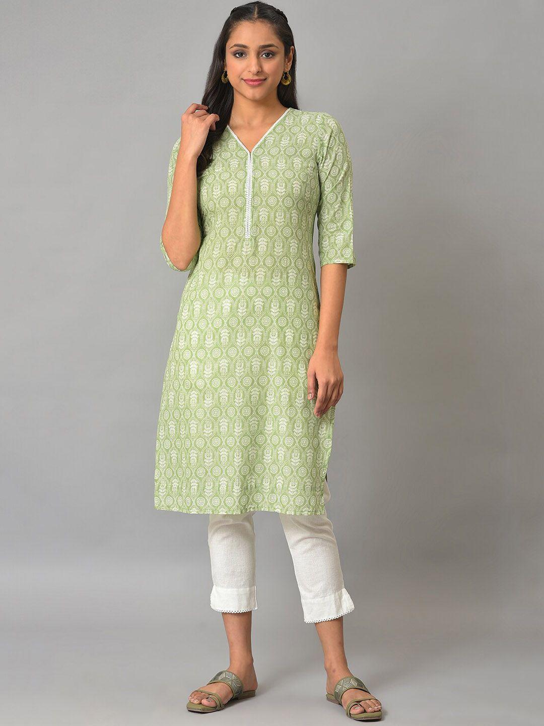 aurelia ethnic motifs printed v-neck kurta