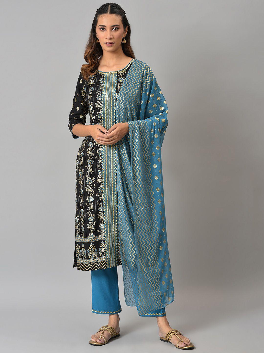 aurelia floral embroidered sequined kurta with trousers & dupatta