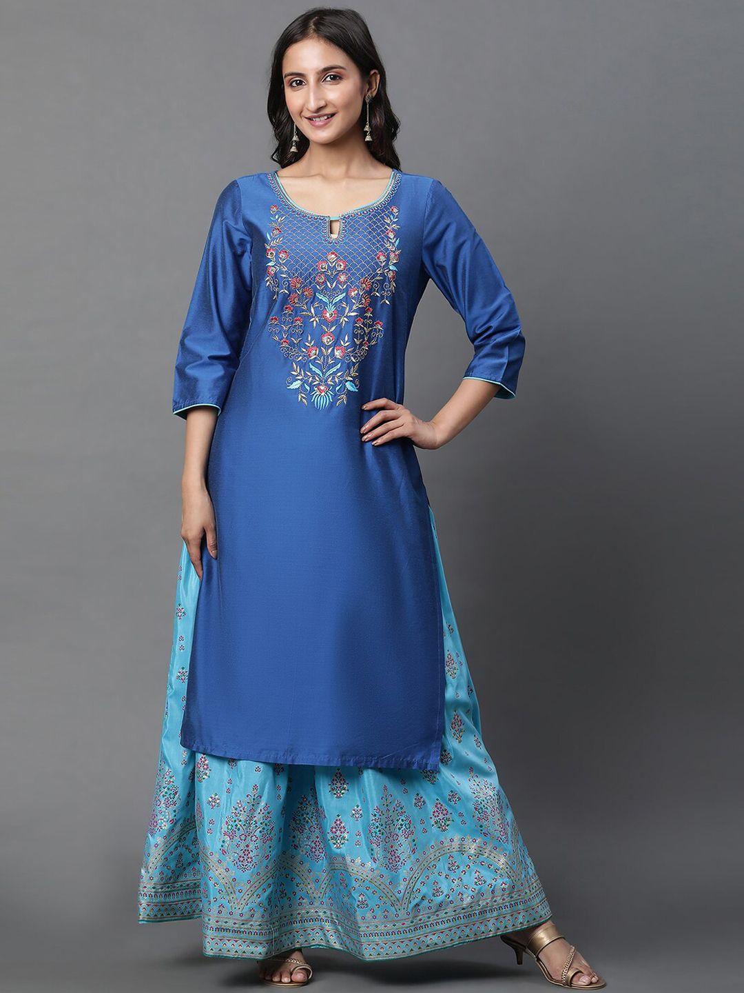 aurelia floral embroidered straight kurta