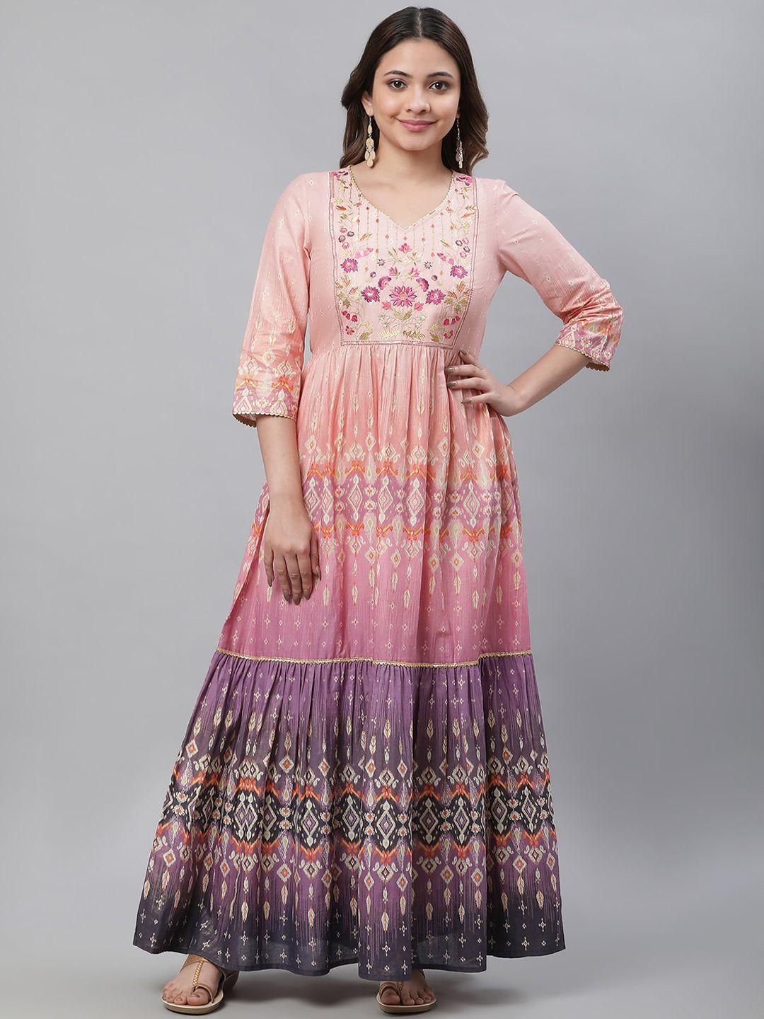 aurelia floral printed gotta patti v neck anarkali kurta