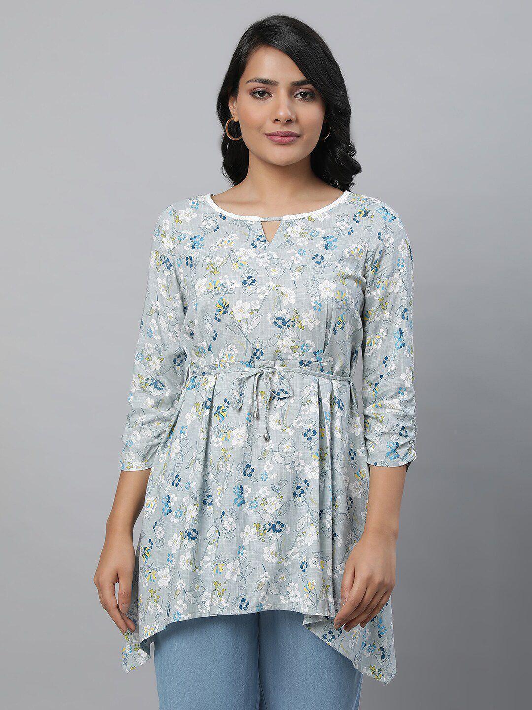 aurelia floral printed keyhole neck empire kurti