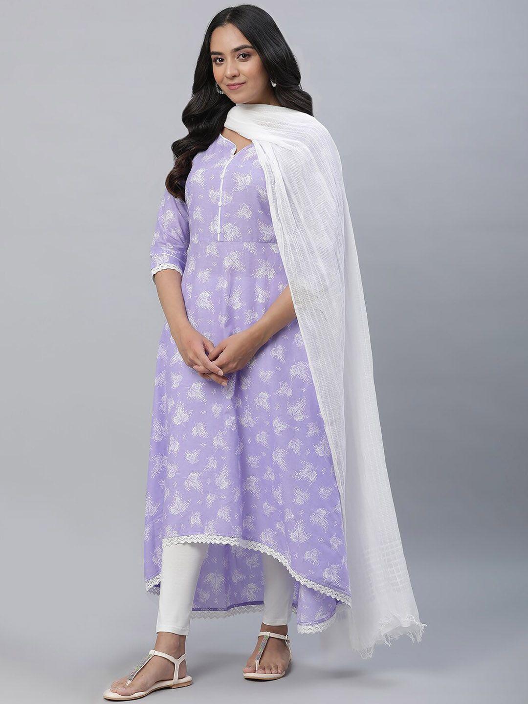 aurelia floral printed pure cotton anarkali kurta