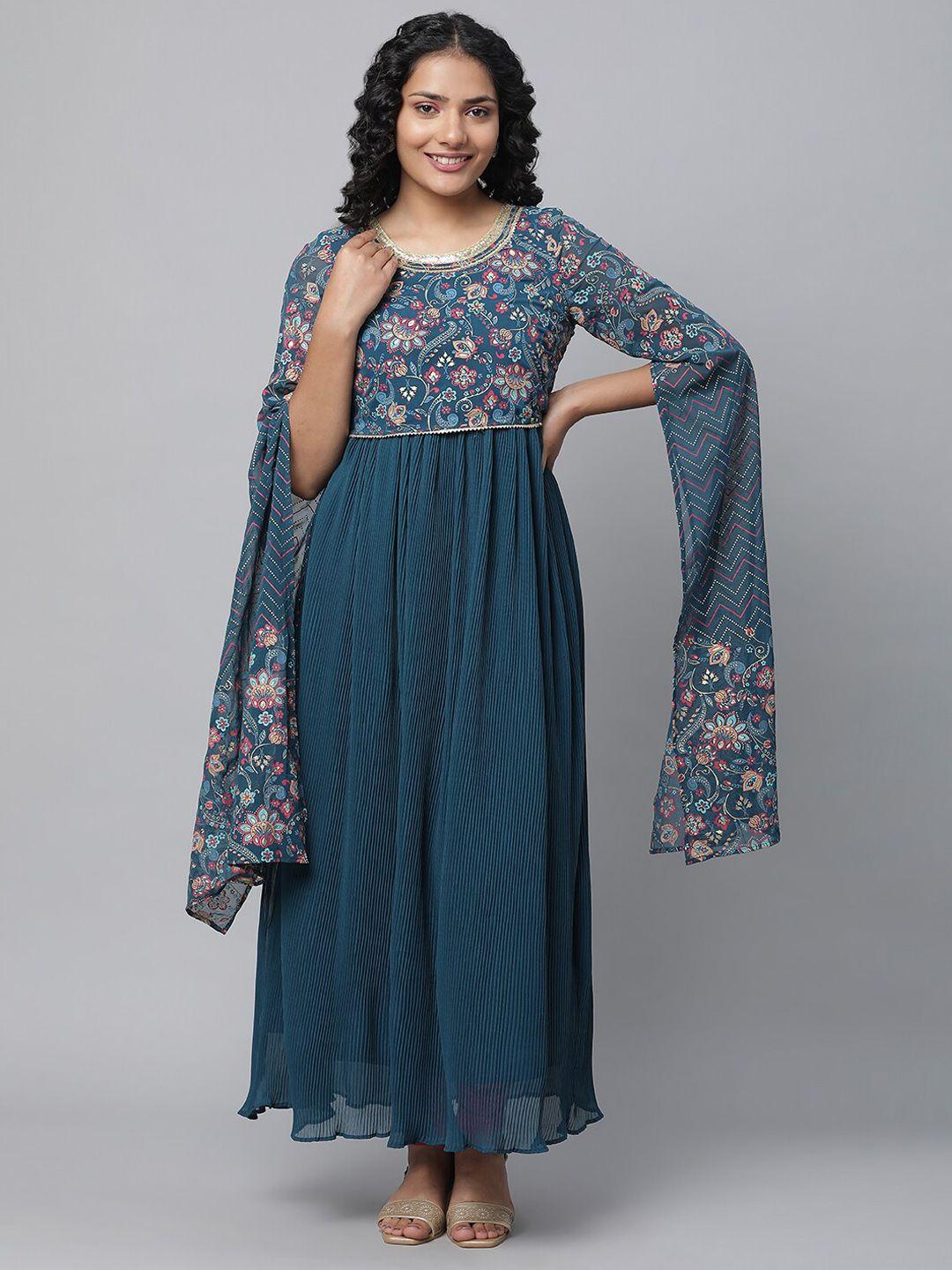 aurelia floral printed sequined kurta with leggings