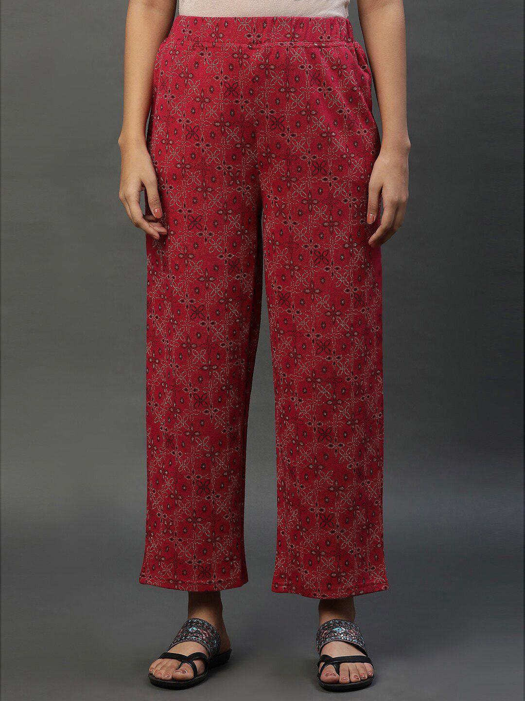 aurelia floral printed wide leg knitted palazzos