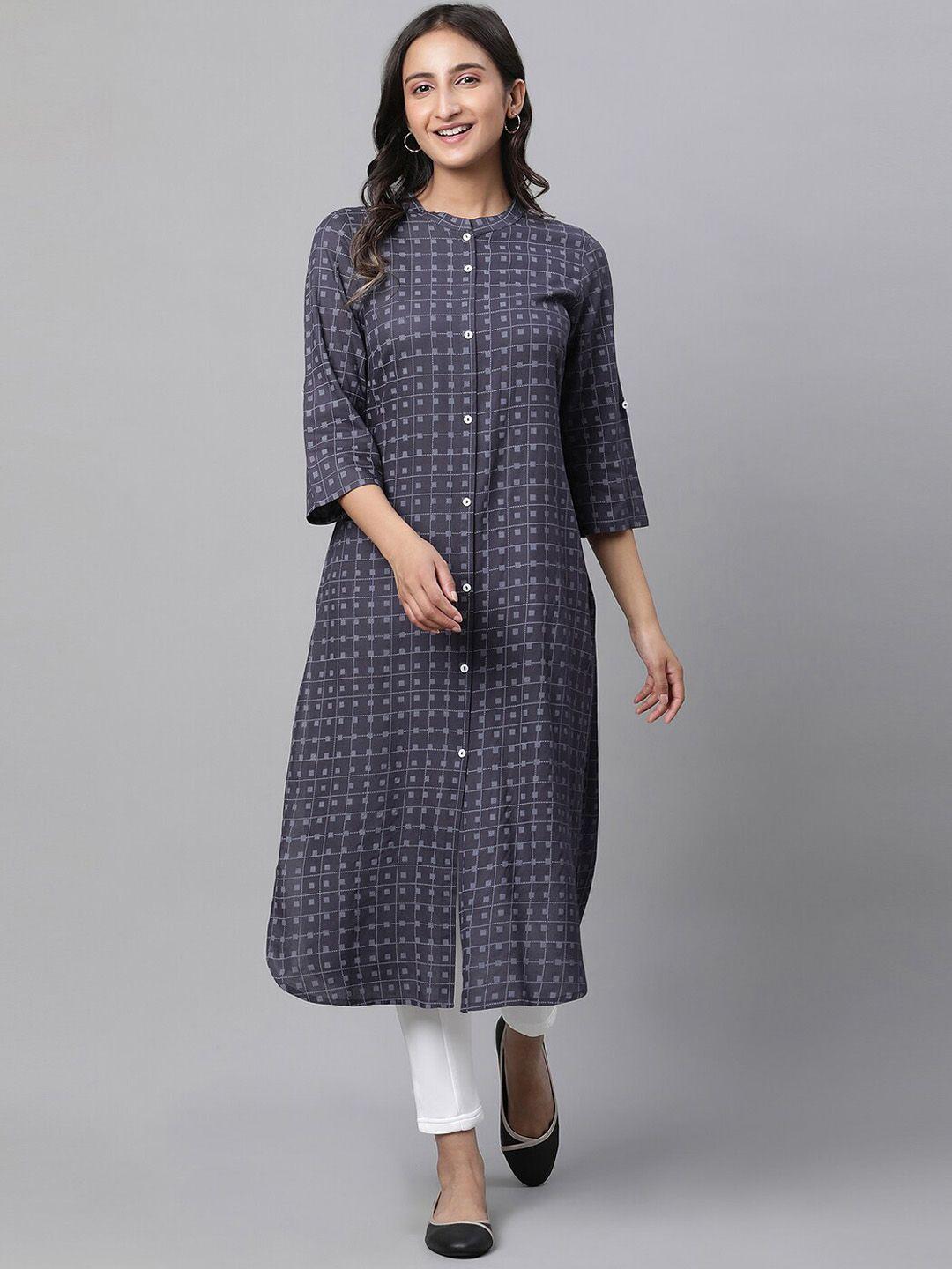 aurelia geometric printed mandarin collar straight regular kurta