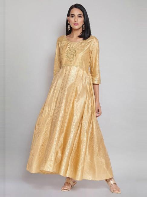 aurelia golden embroidered flared kurta