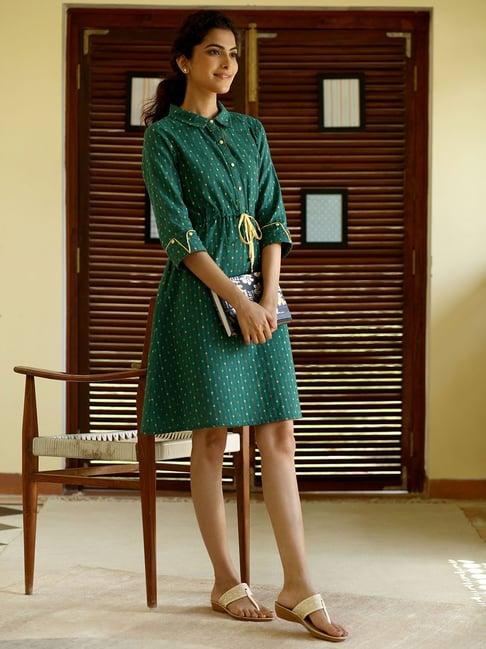 aurelia green midi ethnic dress